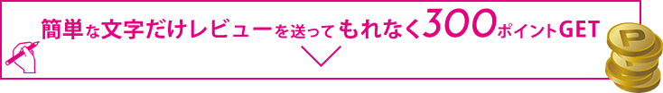 簡単な文字だけレビューを送ってもれなく300ポイントGET